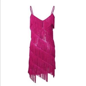 Hot Pink Sequin Flapper Dress